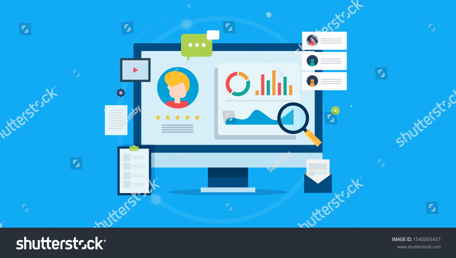 Stock Vector Customer Profile Analysis Customer Data Retention Strategy Customer Behavior Flat Design 1540065437